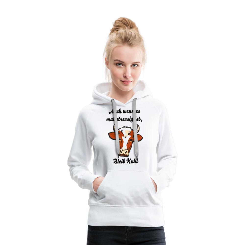 Bleib Kuhl Premium Hoodie | Frauen - Weiß