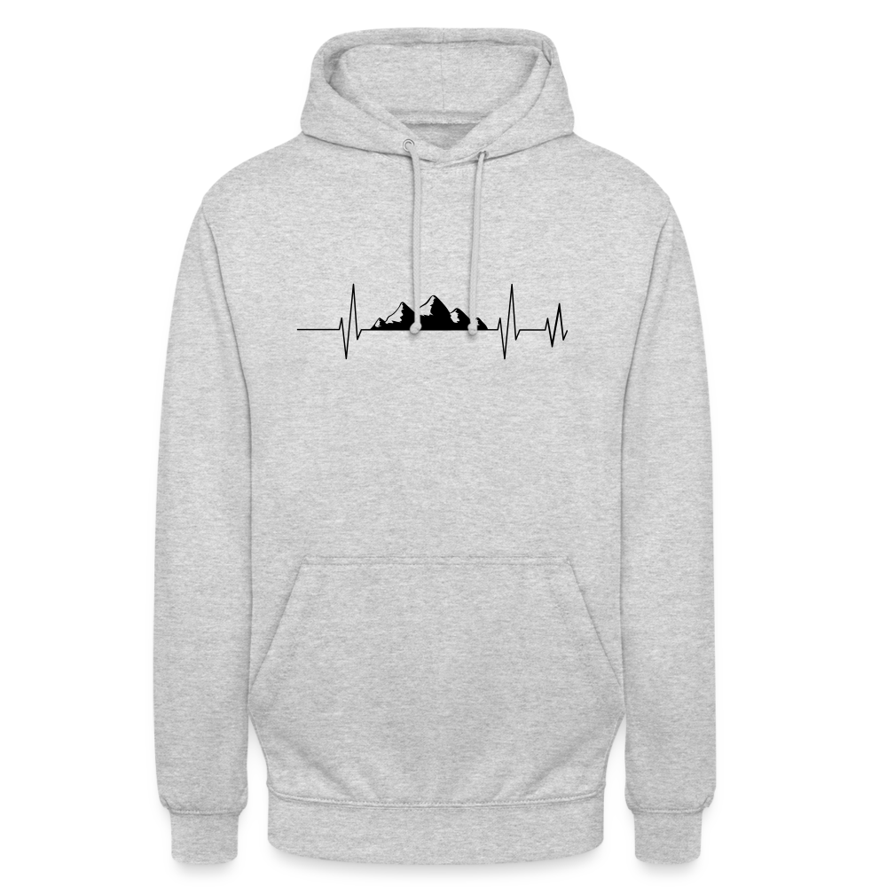 Berge Herzschlag | Unisex Hoodie - Hellgrau meliert