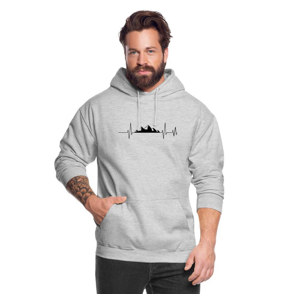 Berge Herzschlag | Unisex Hoodie - Hellgrau meliert